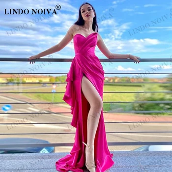 LINDO NOIVA, Лавандовые платья трапециевидной формы из органзы с пышными рукавами, вечернее платье в пол, вечернее платье для невесты в саду
