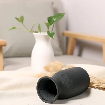 Белая Черная Матовая Керамическая цветочная композиция ручной работы, японская простая ваза в скандинавском стиле, декоративный орнамент из керамогранита Zen