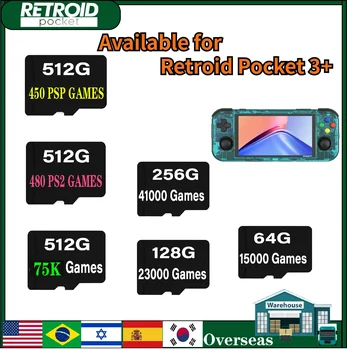Для Retroidpocket 3 + 3 Plus TF Карта 512 г Тонны Игр 75000 ИГР TF Карта Предустановленные Игры PSP PS2 Игры Ретро Портативная игра