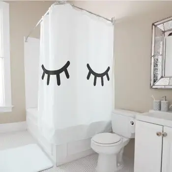 Милый Набор штор для ванной с рисунком черных ресниц, Современные Детские занавески для душа с минималистичными ресницами для ванной, Водонепроницаемый Подарок из полиэстера