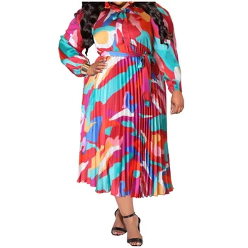 Негабаритное Свободное Плиссированное Платье Макси С Длинными Рукавами, Халат, Осенние Новые Элегантные Африканские Платья Для Женщин Boubou Africa Femme XL 5XL