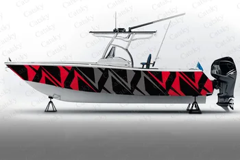 Нерегулярные цветные геометрические чернила, наклейка на лодку, упаковка для рыбалки, водонепроницаемая изготовленная на заказ наклейка на морскую лодку, виниловая обертка для лодки