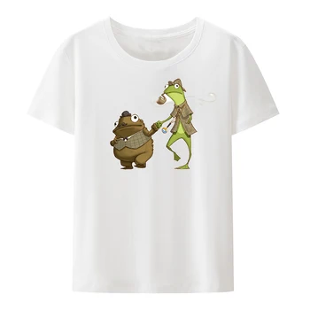 Хлопковые футболки с лягушкой и жабой, креативные топы с принтом Camisa, Летняя свободная рубашка с аниме, короткий рукав, Новинка, дышащий стиль юмора